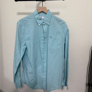 Southern Tide Aqua Checkered Button Down Shirt